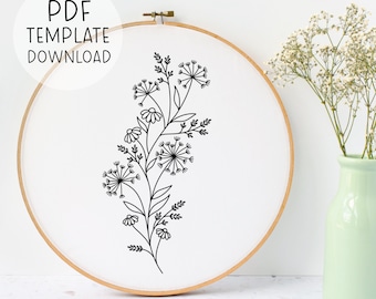 Dandelion Botanical Embroidery Pattern Instant Download, Dandelion Embroidery Download DIY Nature Embroidery Beginners Crafts DIY Embroidery
