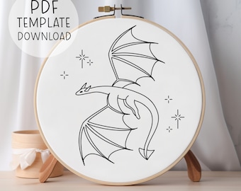 Dragon Embroidery Pattern, Fantasy Embroidery Design, Wyvern Embroidery Pattern Mythical Creatures Embroidery Pattern, Nerd Embroidery Cute
