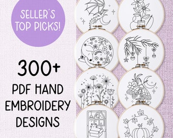 Hand Embroidery Pattern BUNDLE! 300 Embroidery Pattern Templates, Best Sellers Embroidery Patterns, Cute Embroidery Designs Fun Embroidery