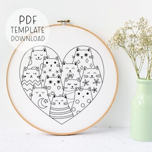 Cat Lover Embroidery Pattern, Cat Lady Embroidery Pattern, Cute Cat Decor DIY, Cat Gift, Fun Cat Embroidery, Cat Needlepoint Pattern DIY
