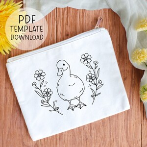 Cute Duck Embroidery Pattern Download, Cottagecore Duckling Embroidery ...