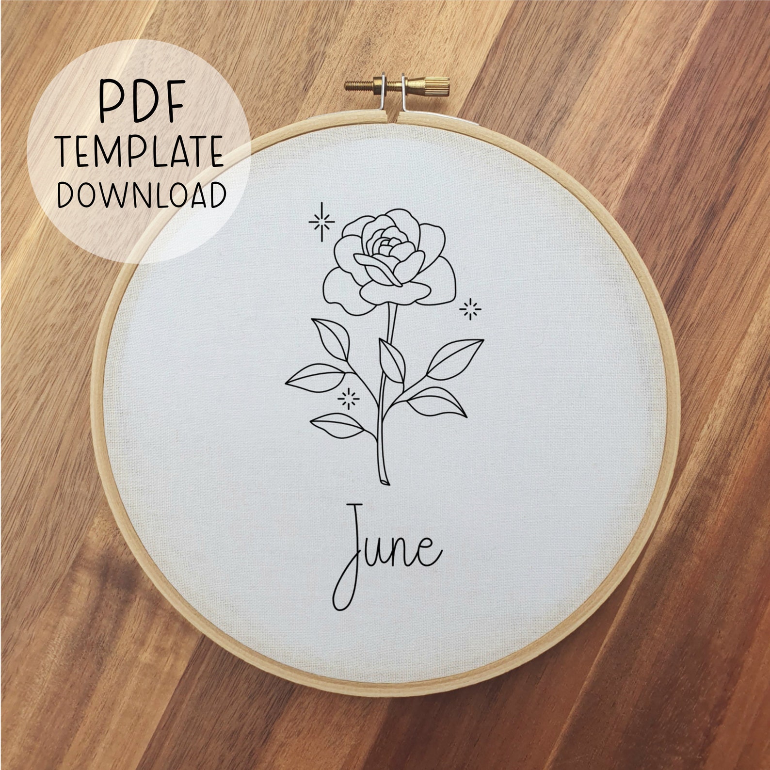 June Birth Flower Embroidery Pattern Template, Personalized June ...