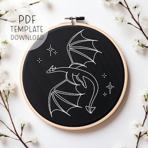 Drachen Stickmuster, Fantasy Stickmuster, Wyvern Stickmuster Fabelwesen Stickmuster, Nerd Stickdatei Niedlich Bild 4