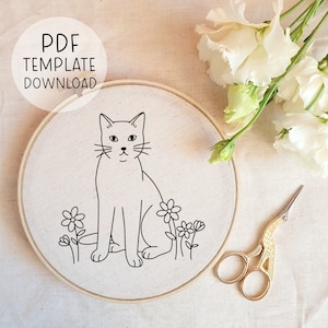 Easy Cat Embroidery Pattern, Simple Cat Embroidery Pattern PDF, Cute Cat Decor DIY, Cat Needlepoint, Fun Cats Embroidery, Gift For Cat Lover