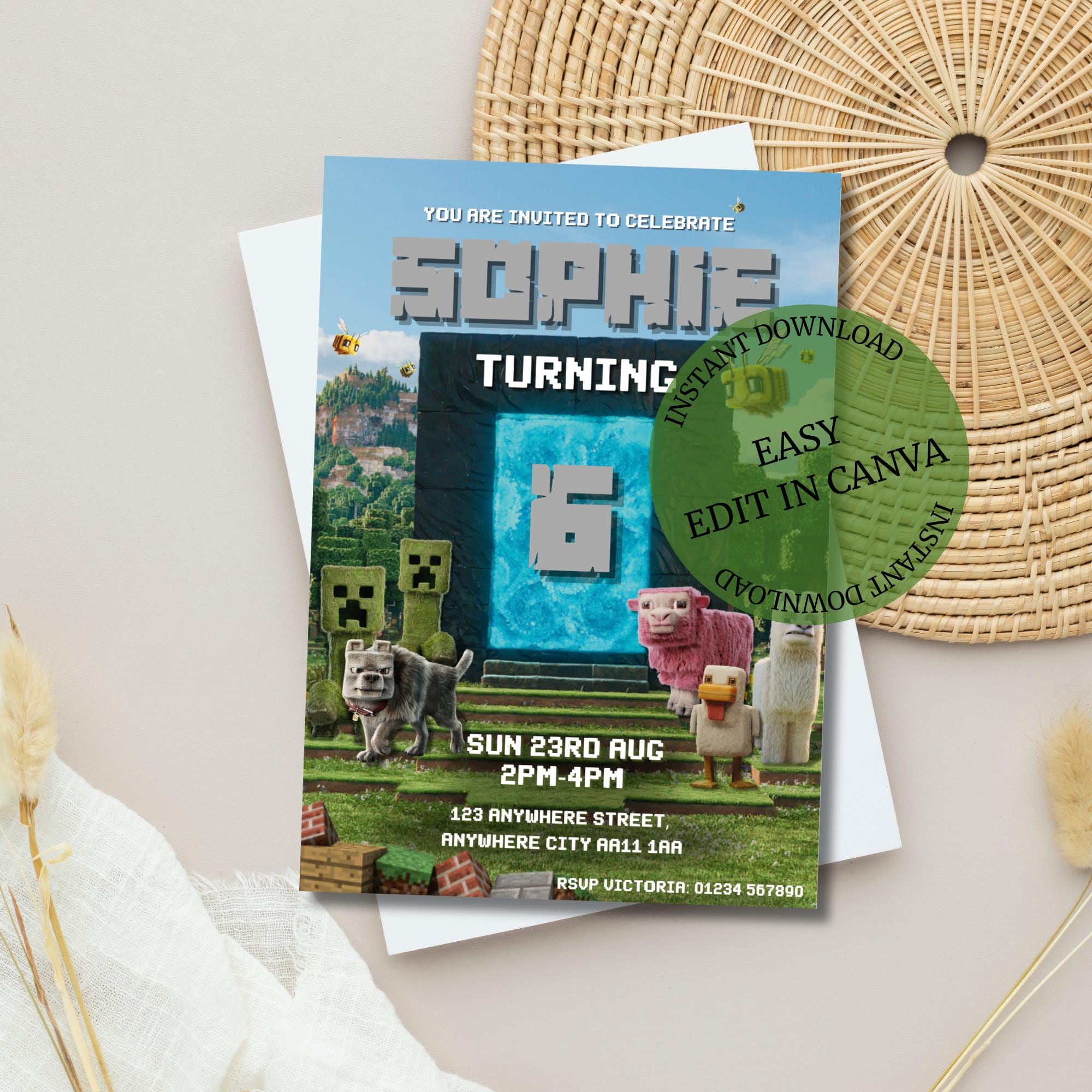 Minecraft Movie Party Digital Invite