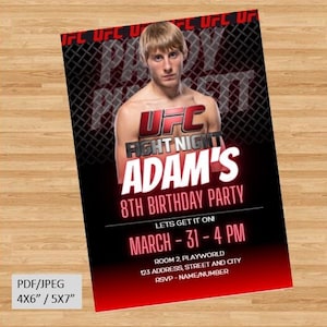 UFC Paddy 'The Baddy' Personalisierte Geburtstagseinladung - Digital