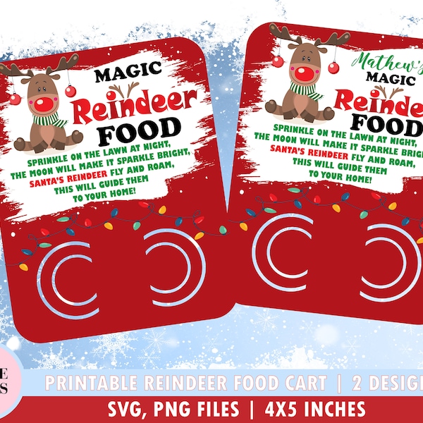 Christmas Reindeer Food Card PNG, Santa's Reindeer Holder Card, Reindeer Card PNG, Christmas Card PNG, Printable Christmas Card