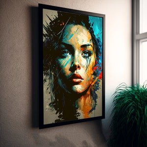 Abstract Art Painting Portrait of a Beautiful Woman, Wall Art