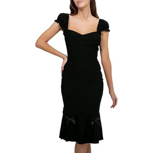 slim fit dress slacks Size 4 Black Wiggle Dress - 1950s Bombshell Fitted Cocktail