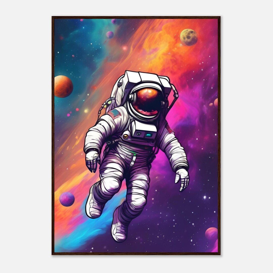 Astronaut Space Art Print - Colorful Cosmic Galaxy Poster - Sci-fi Wall ...