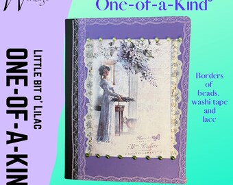 One-of-a-Kind Altered Composition Book, Embellished Notebook, Original and Unique, Little Bit O' Lilac