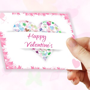 Happy Valentine Card Tarjeta de San Valentín tierno corazón saludo amor y cuidado tarjeta de San Valentín Descarga instantánea color PDF 7x5in