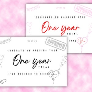 Feliz aniversario divertido 1er. Amantes de las tarjetas de aniversario Tarjeta de aniversario imprimible Descarga instantánea 7x5in