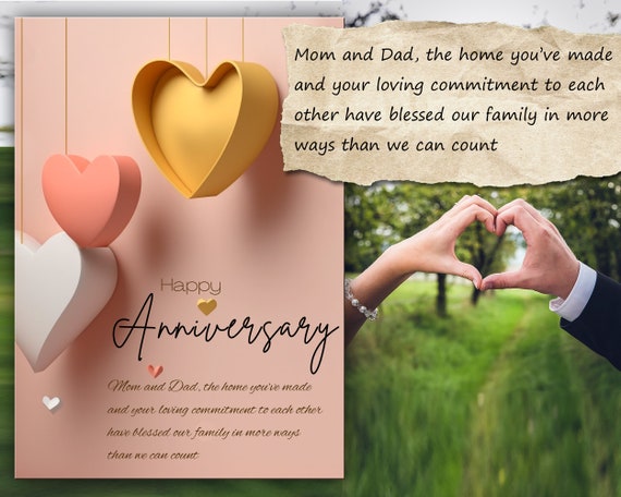 Happy Anniversary Card Digital Download Print at Home Card for Mom 