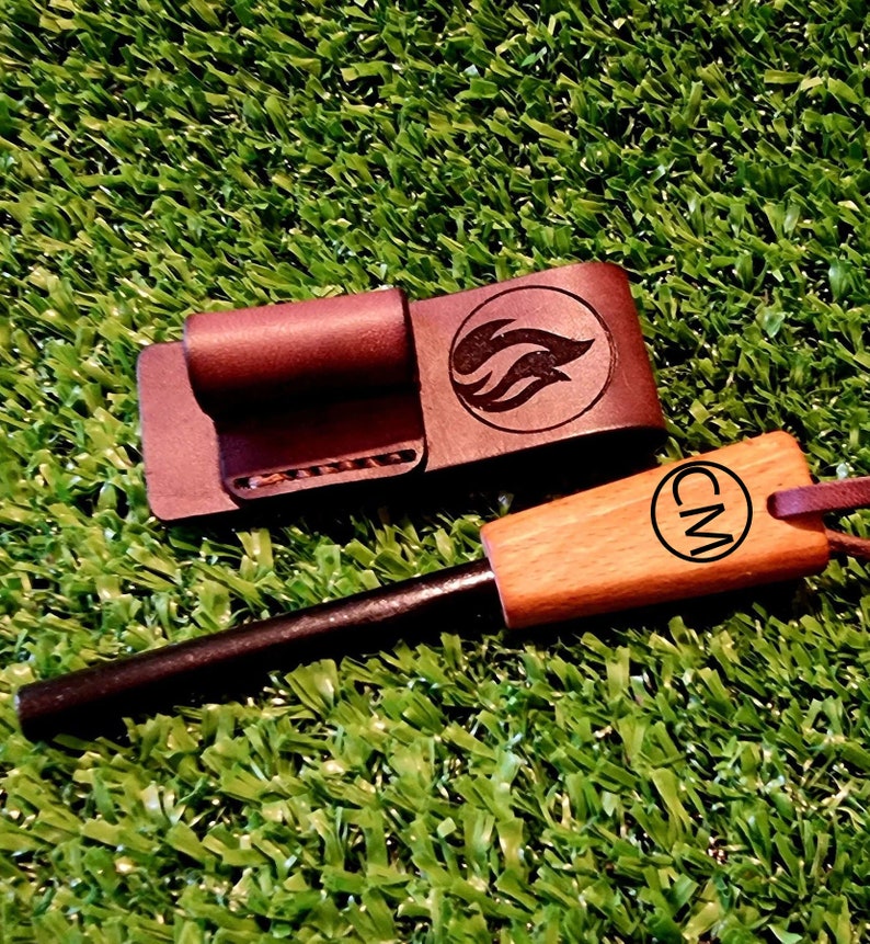 Personalised Leather Ferro Rod, Monogrammed, Flint, Survival, Gift