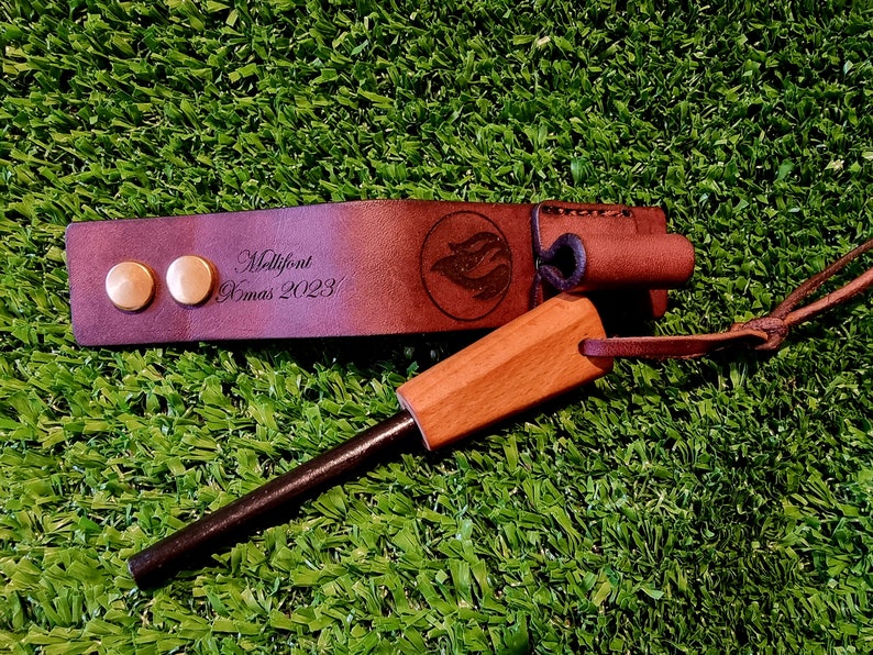 Personalised Leather Ferro Rod, Monogrammed, Flint, Survival, Gift