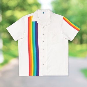 Gay Pride Rainbow White Button Down Shirt