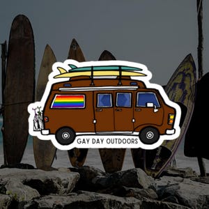 Gay Vacation Retro Van Vinyl Die-Cut Sticker Decal