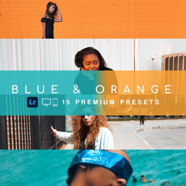 15 Blue and Orange Lightroom Presets for Summer, Teal and Orange Presets, Travel Presets