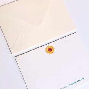 Sonnenblumen Briefpapier – Personalisiertes Briefpapier in Postkartengröße – Umweltfreundliches Sonnenblumen Briefpapier-Set – Individuelle Adresskarten – Recyclingpapier