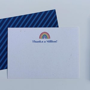 Ensemble de 10 cartes de remerciement - cartes de remerciement arc-en-ciel - cartes arc-en-ciel - cartes de remerciement - paquet de cartes de remerciement - carte à rayures bleues - 6x4 po