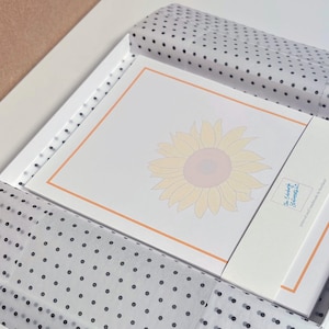 Carta da lettere e buste A5 - girasole - regalo di cancelleria - amico di penna - fiori - carta a righe - carta da lettere - posta ordinaria - A5 - busta
