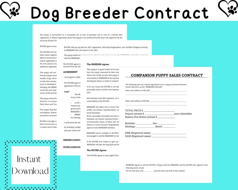 Puppy Application Editable Form Breeders Contract Printable PDF File Puppy Application Editable Form Breeders Contract Printable PDF File