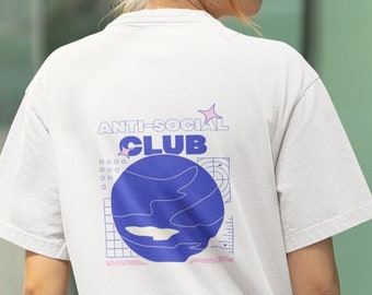 Back Print Anti Social Club Unisex T-shirt | Funny antisocial printed t-shirt | Gift for best friend | Social anxiety | Introvert tshirt