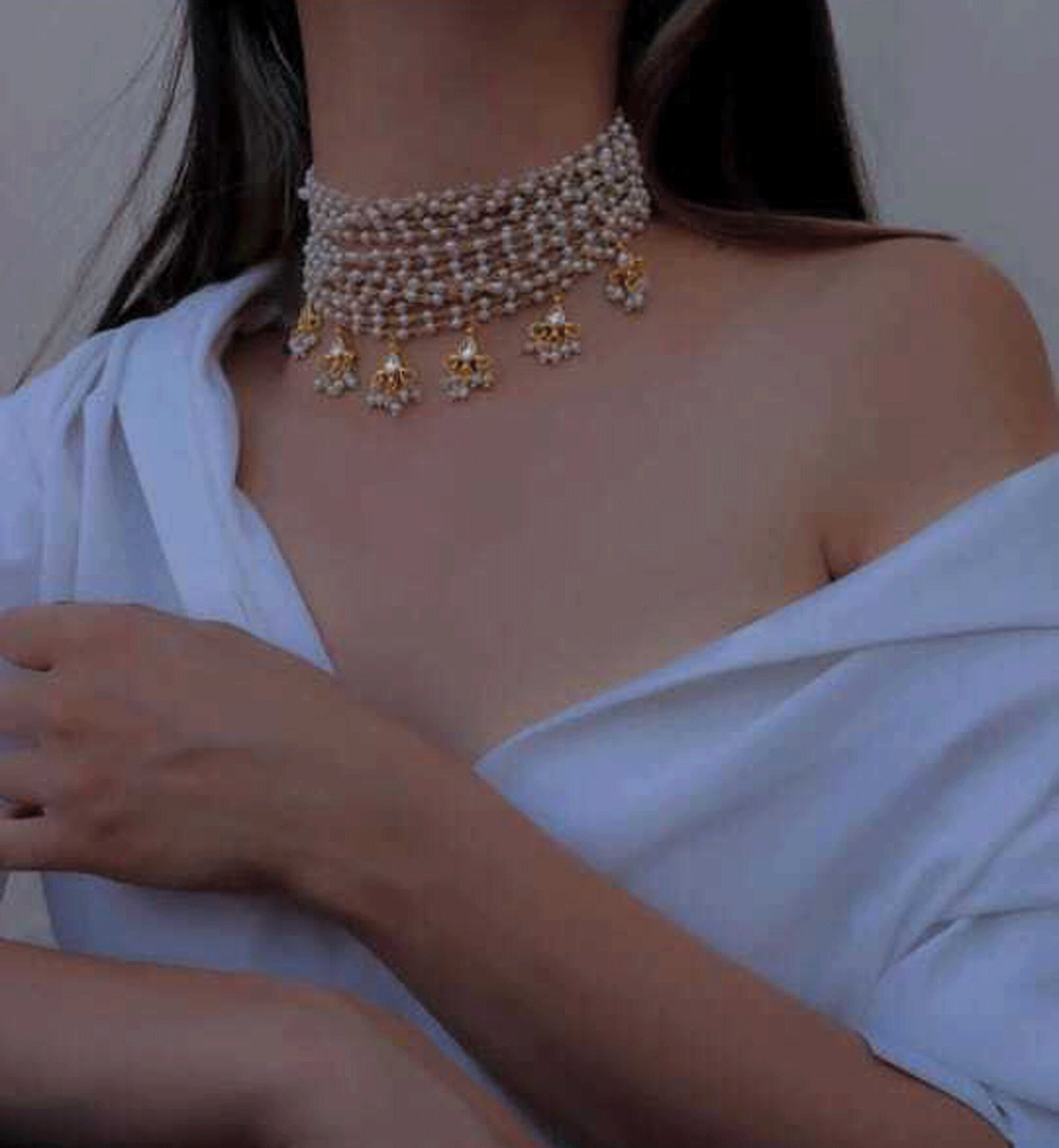 Matte Finish Temple Jewellery Choker Necklace Set for Women / Girl –