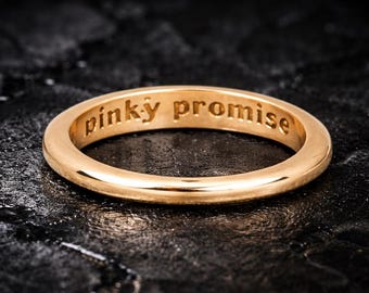 Solid Yellow Gold Pinky Promise Ring Unique Stacking Charming Ring Perfect Gift For Couple Elegant Design Anniversary Ring Symbolic Rings