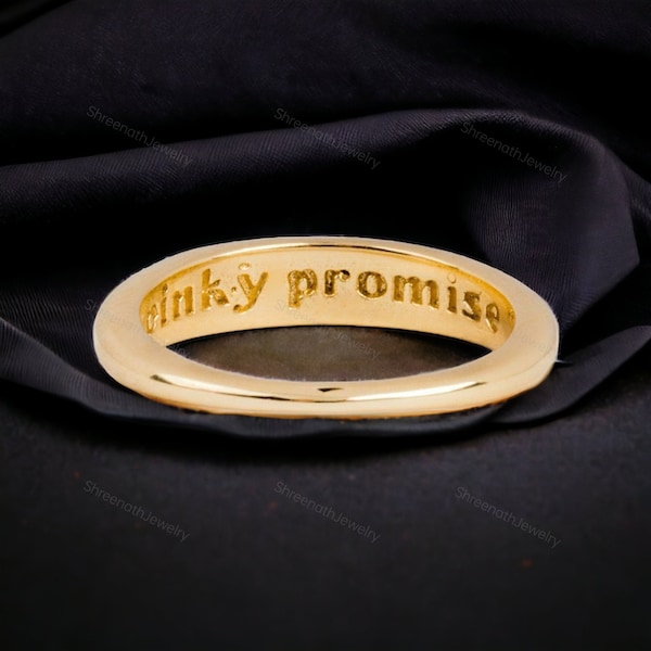 Solid Yellow Gold Pinky Promise Ring Unique Stacking Charming Ring Perfect Gift For Couple Elegant Design Anniversary Ring Symbolic Rings