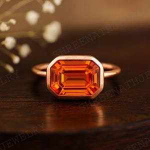 AAA フローレス ラディアントカット オレンジ ファンタサファイア ジェムストーン リング エンゲージリング ソリティアリング 18K ゴールド レディース ジュエリー 記念日 愛への贈り物