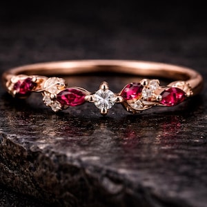 14k massief gouden robijn trouwring dikke band ring voor vrouwen effenen robijn stapelbare ring sierlijke echt gouden ringen handgemaakte sieraden cadeau voor vrouw