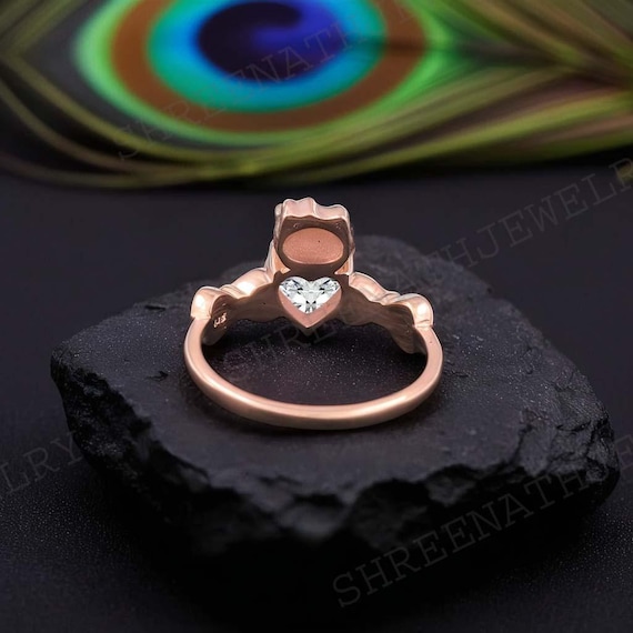 Heart Kitty Inspired Ring 925 Silver Kitty Ring 14K White Gold