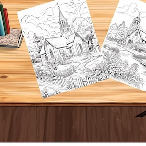 117 Charming Country Village Scenes (Part 1): Printable PDF Coloring Pages for Instant Download