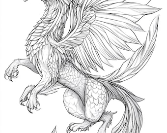 100 Animals and Mythical Creatures Coloring Pages PDF Vol 1 + 210 JPG and PNG Files | Fantasy and Wildlife Art | Instant Digital Download