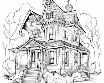 Digital Haunted House Coloring Pages - Set of 127 Instant Download Halloween Coloring Sheets