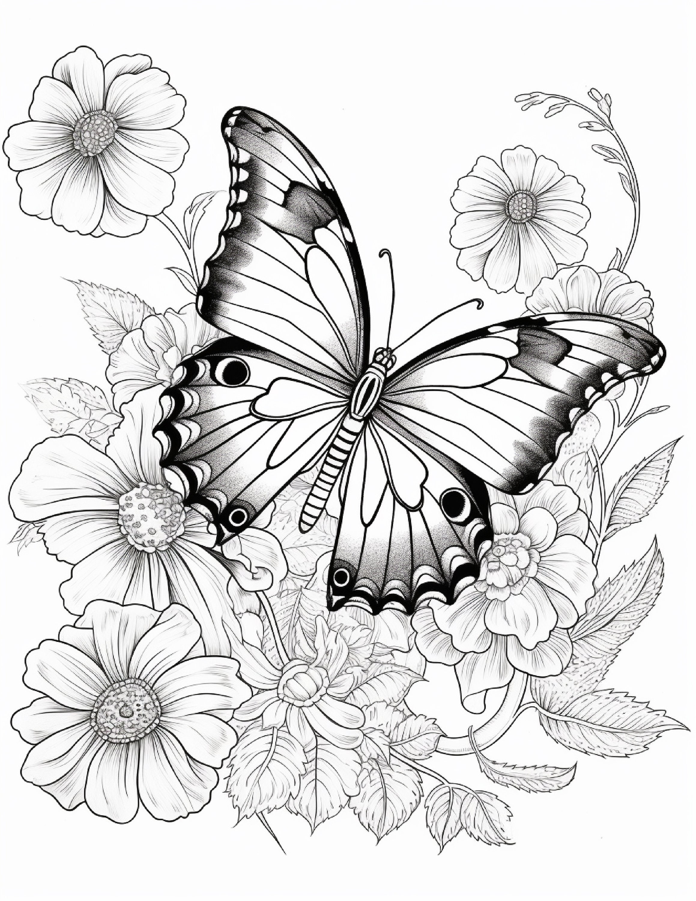 Butterfly & Flower Coloring Pages: 211 Intricate Designs (PDF Download ...