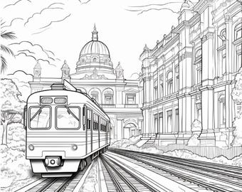 100 Travel Themed PDF Coloring Pages + 120 Bonus Pictures and JPG Links | Explore & Color Your World