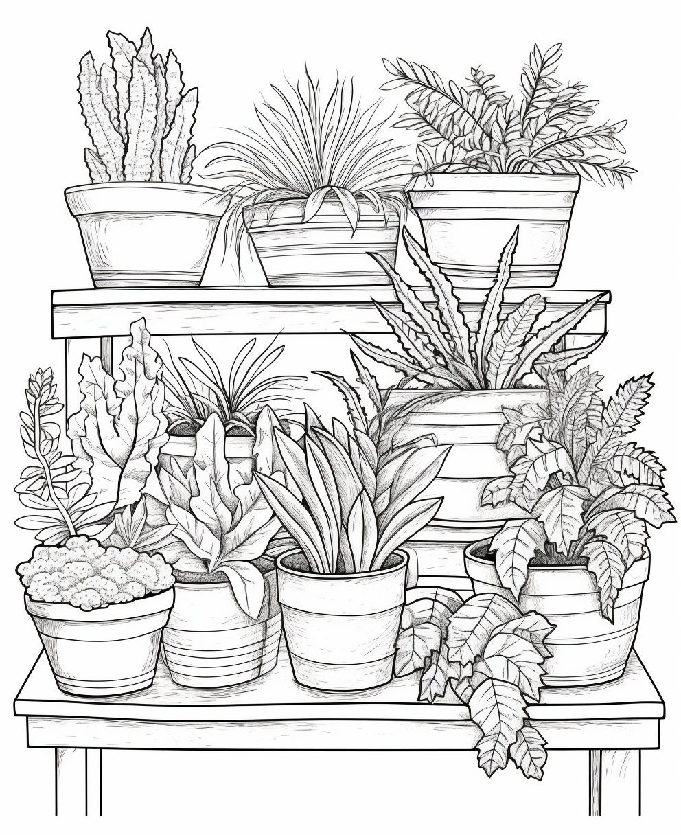 108 páginas de dicha botánica (Parte 1) – Libro para colorear de plantas en PDF imprimible