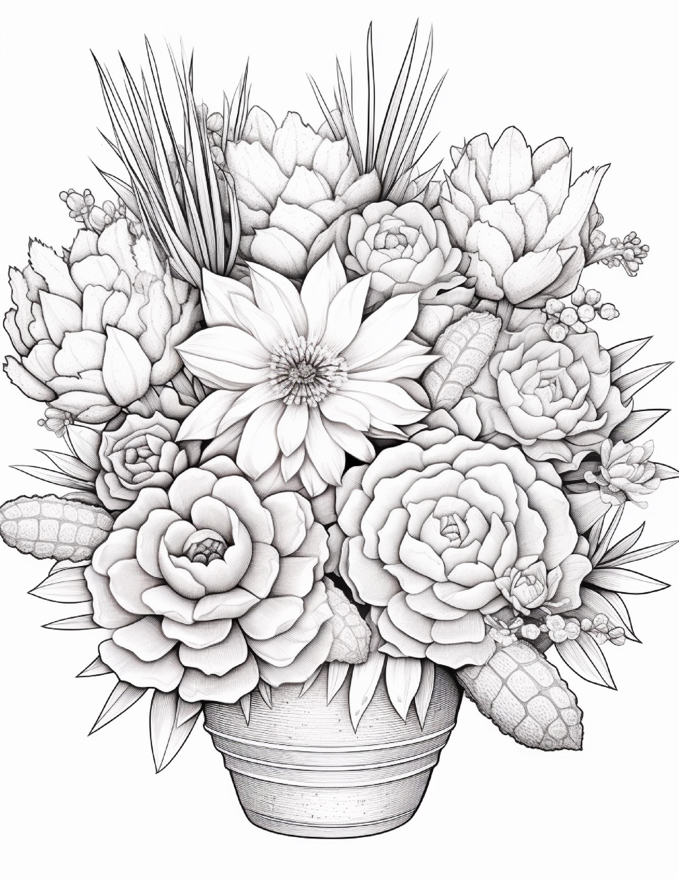 100 Cactus Flower Coloring Pages PDF Download With Bonus JPG Images