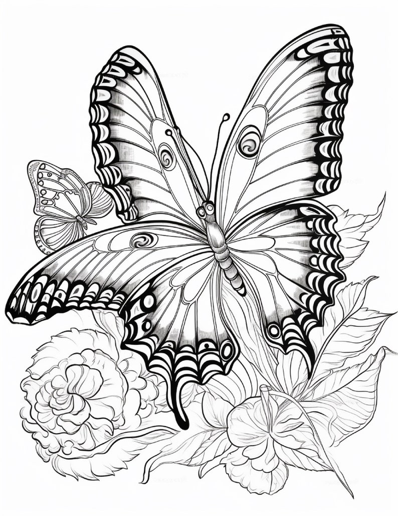 211 Adult Butterfly and Flower Coloring Pages . PDF Download With JPG ...