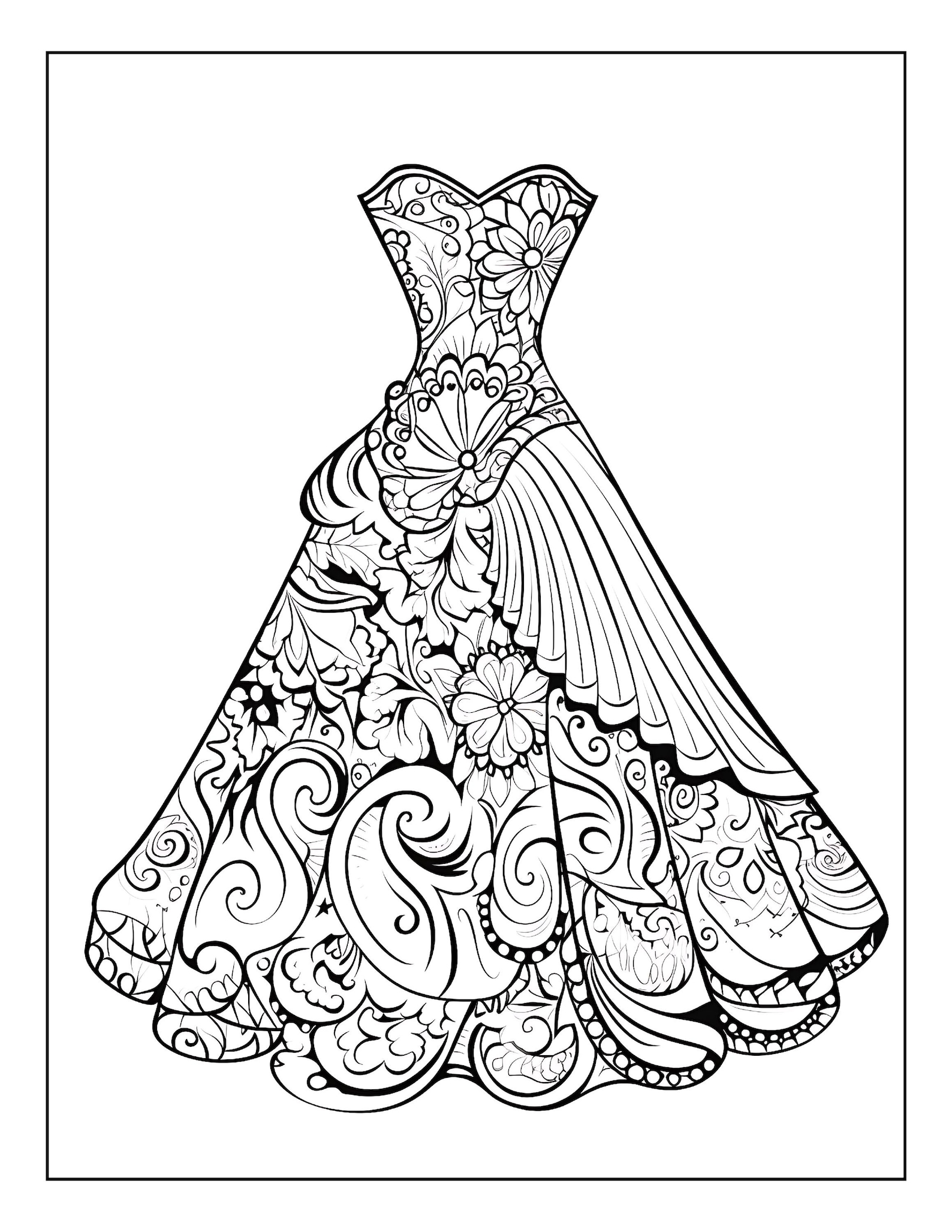 100 Dresses to Color - Instant PDF Download - Fashion Coloring Pages ...