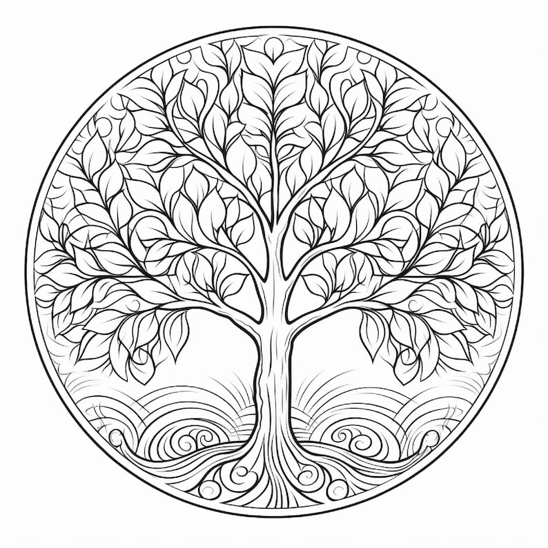 98 Mandala Trees Coloring Pages - Instant Download - JPG and PNG ...