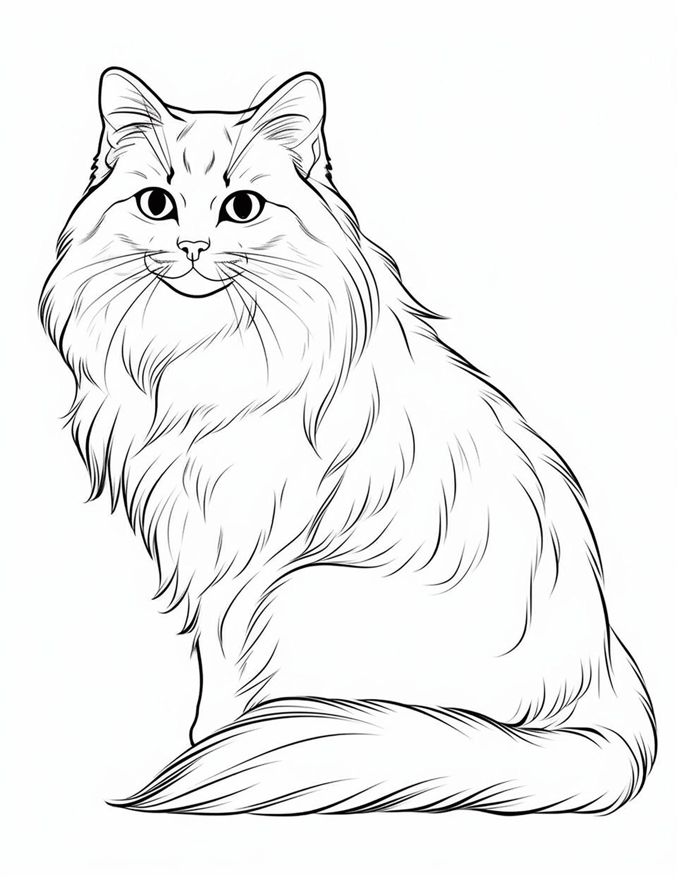 110 Realistic Cat Coloring Pages | Purrfectly Detailed Art | PDF, JPG ...