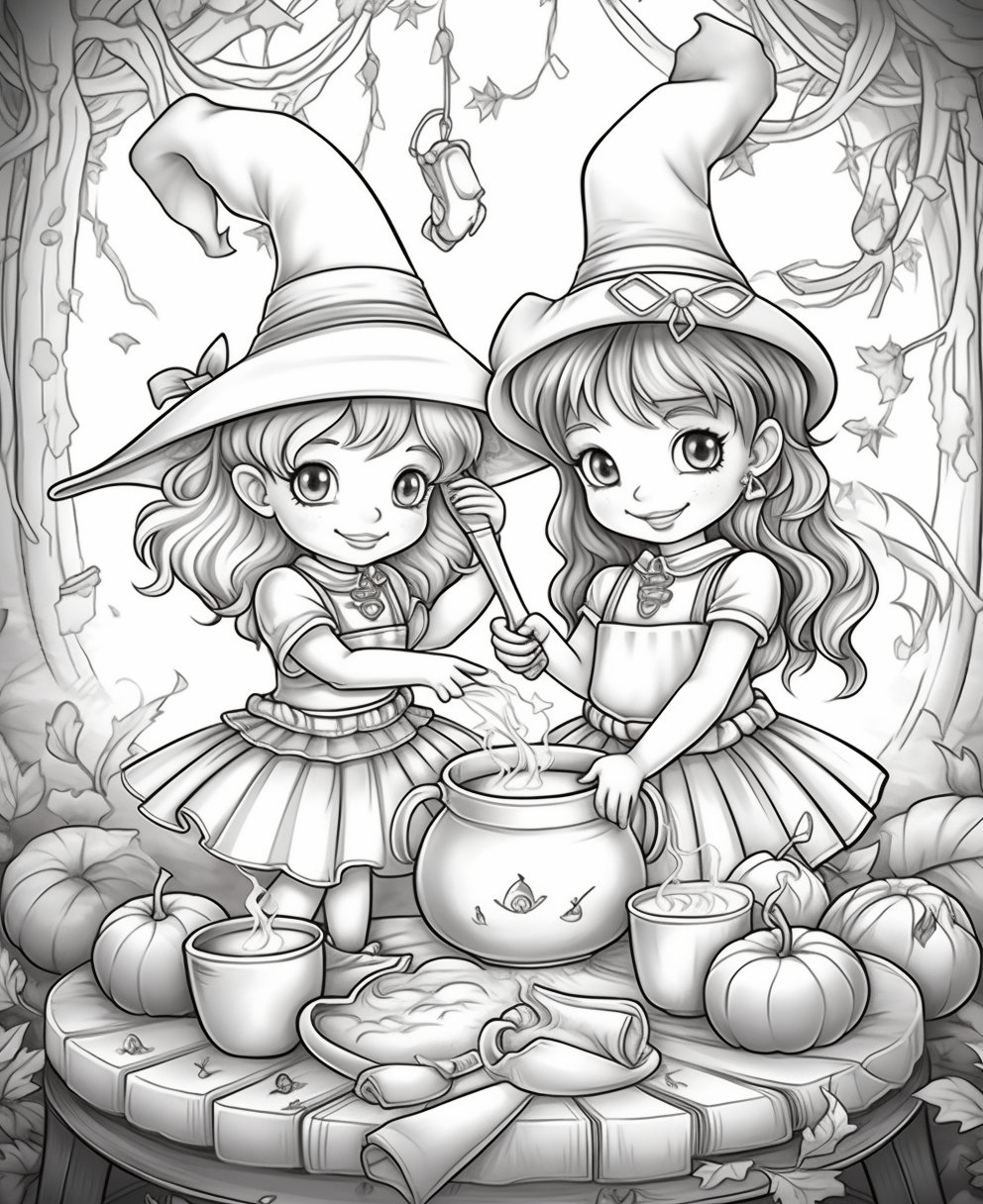 Enchanting Halloween Witches Coloring Pages: Spellbinding Designs for a