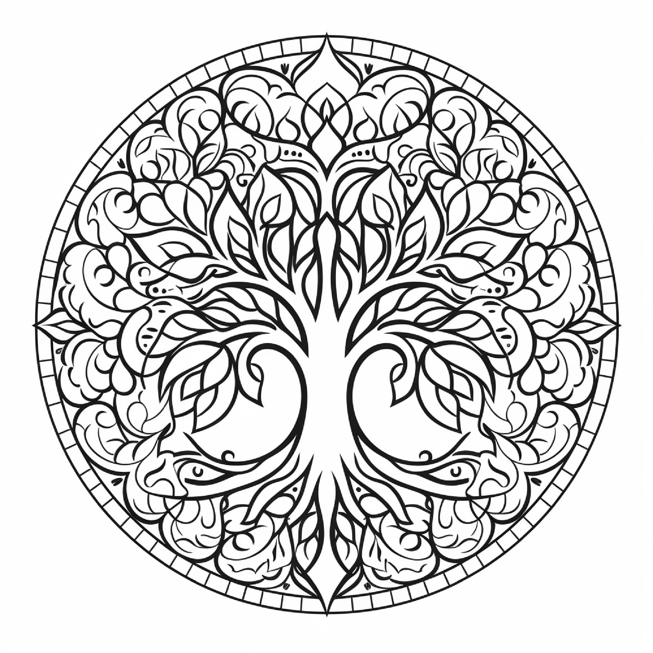 Mandala Tree Coloring Pages: 98 Zen Designs (PDF Download) - Etsy