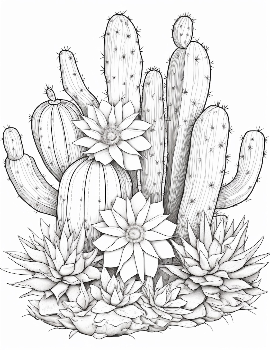 100 Cactus Flower Coloring Pages | PDF Download With Bonus JPG Images