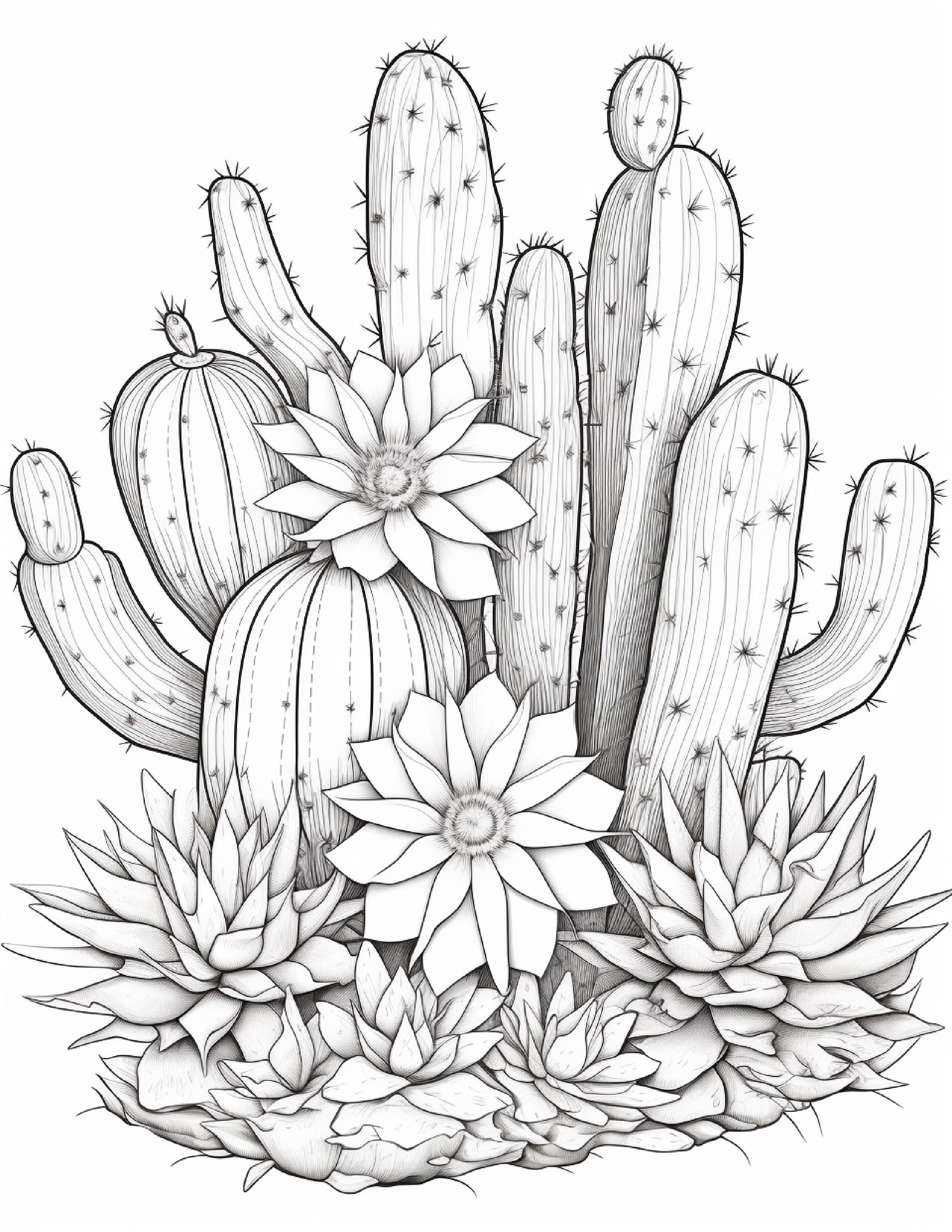 100 Cactus Flower Coloring Pages PDF Download With Bonus JPG Images