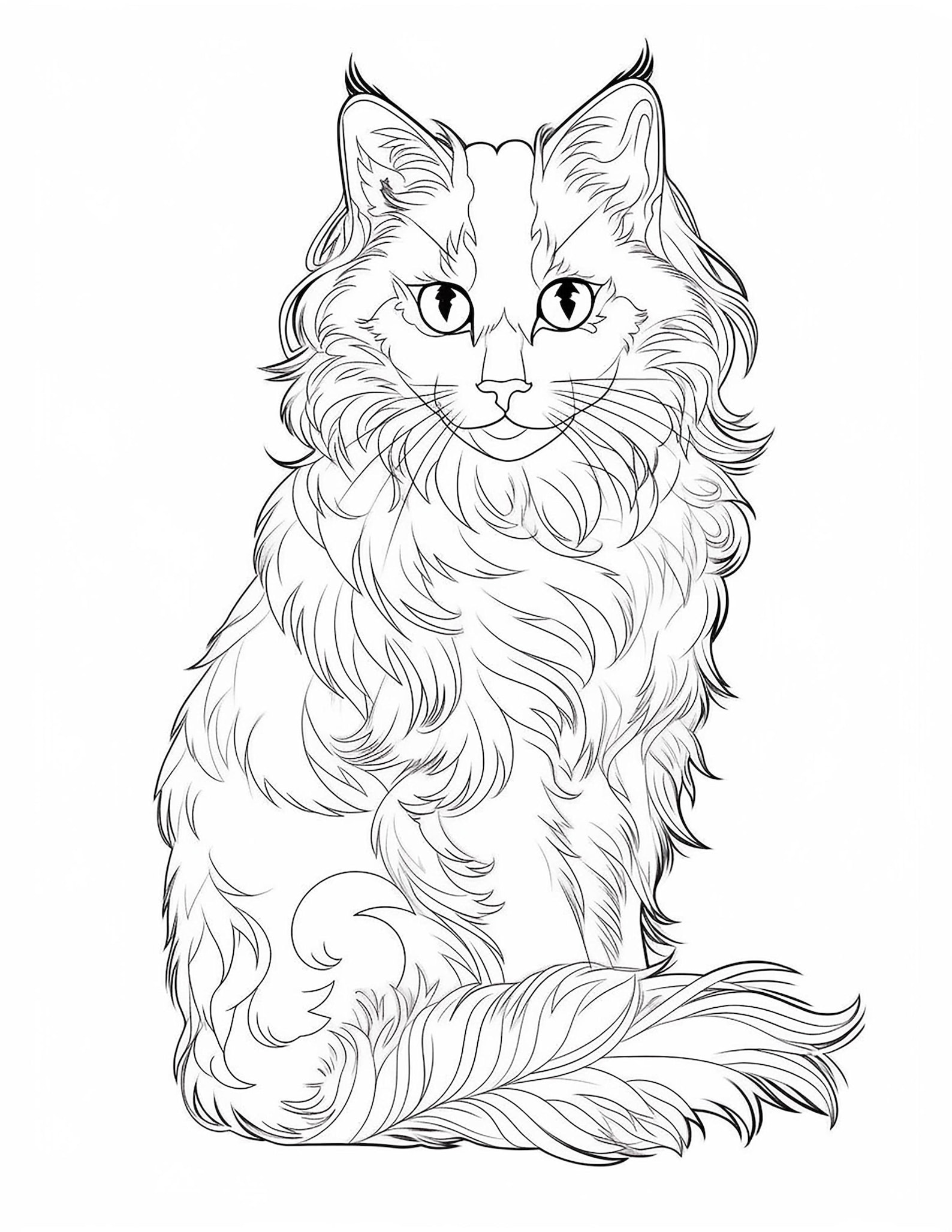 110 Realistic Cat Coloring Pages | Purrfectly Detailed Art | PDF, JPG